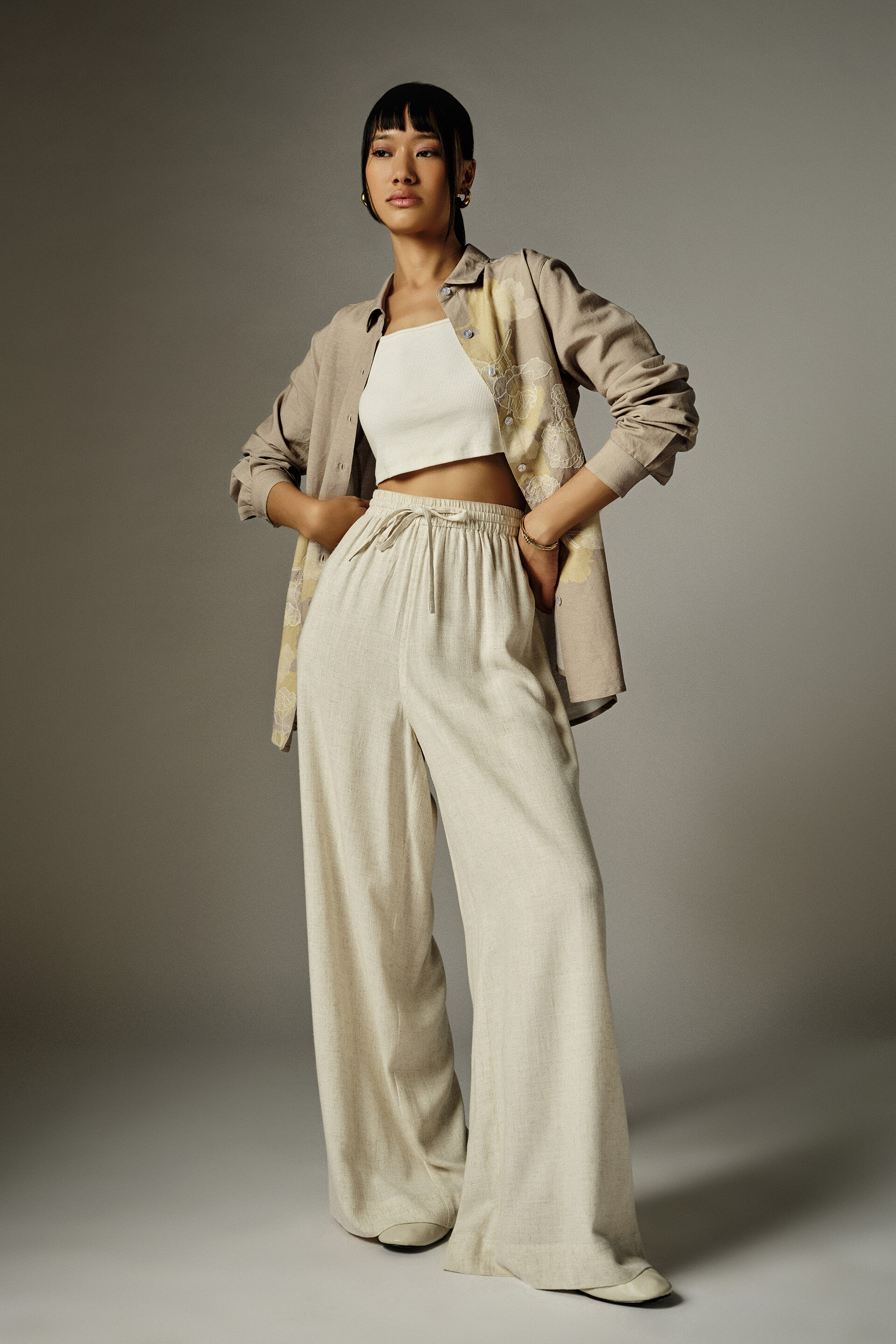 Nathalie Beige Embroidered Shirt, Beige, image 3